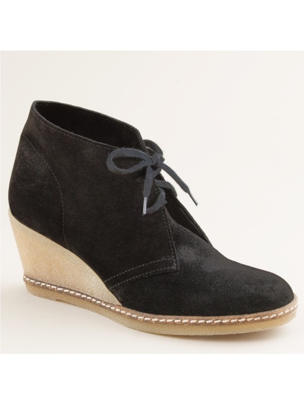 J. Crew Macalister black suede wedge booties size 8